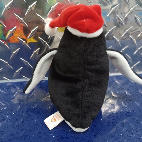 •Vintage TY Beanie Babies Baby Retired RARE 1998 Zero Penguin Santa Hat - Picture 4 of 9